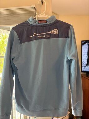 Vineyard Vines Blue Lacrosse Logo Fleece Pullover Youth XL
